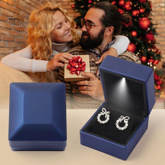 Boîte à bagues de fiançailles, conteneur à bijoux avec lumière LED, conception magnétique de rangement, boîte-cadeau à bijoux compacte et portable, fournitures de fête de mariage