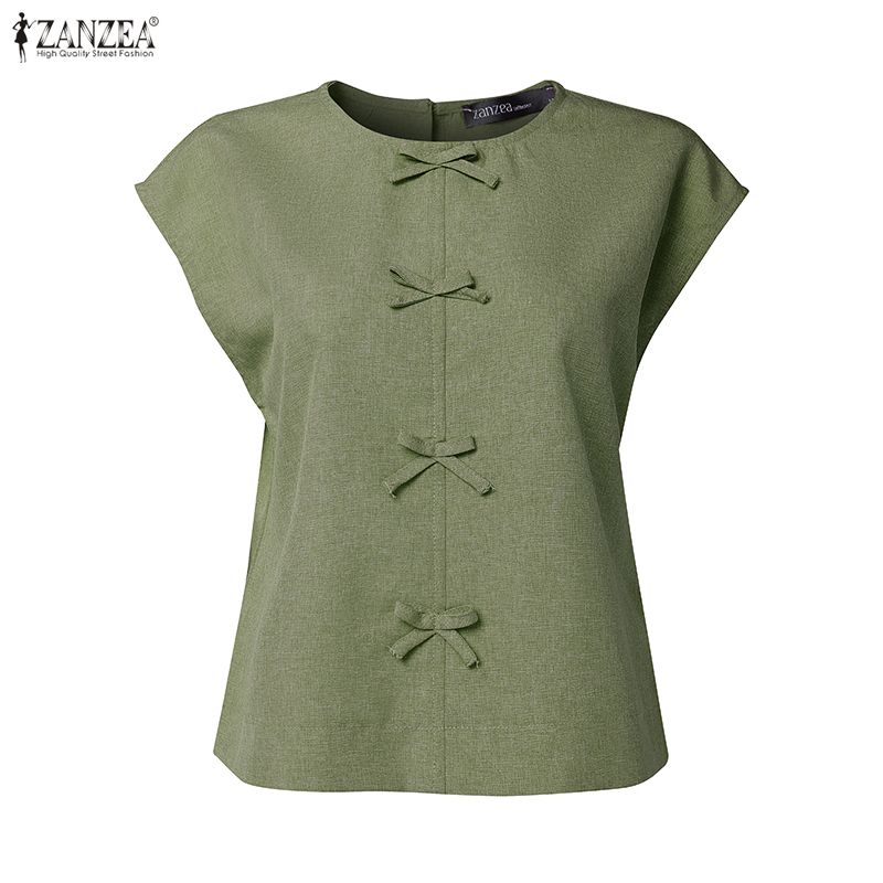 ZANZEA Kadın Günlük Yuvarlak Yaka Düz Renk Kolsuz Atletler