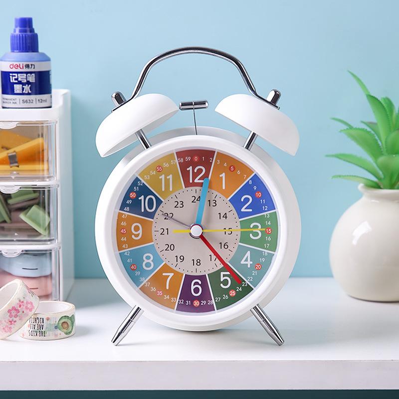 Креативные 4,5-дюймовые металлические бесшумные белые круглые будильники для детского сада, школьников, со светом