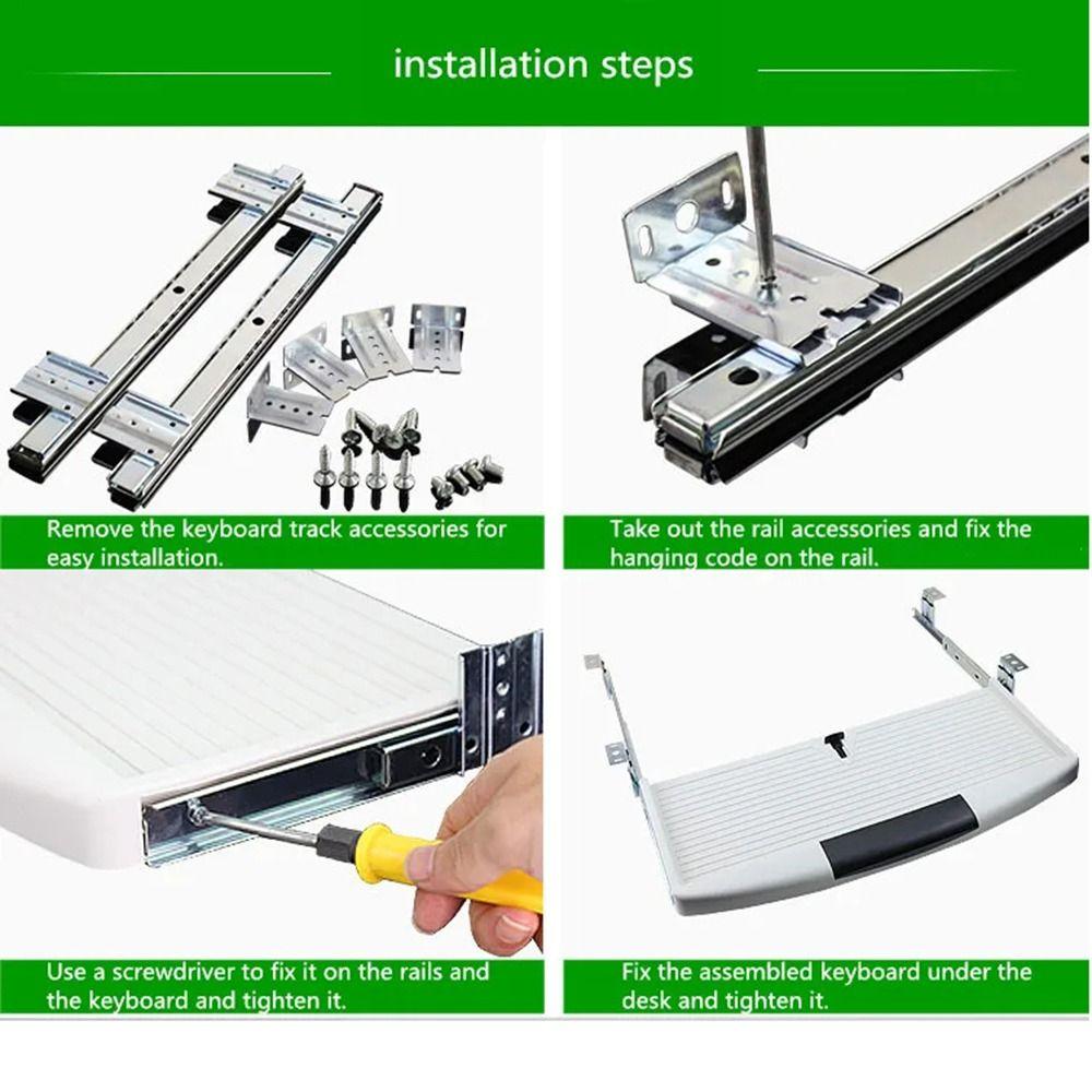 Thickened Under Desk Keyboard Tray Adjustable Slide Keyboard Stand Keyboard Storage Drawer  Home