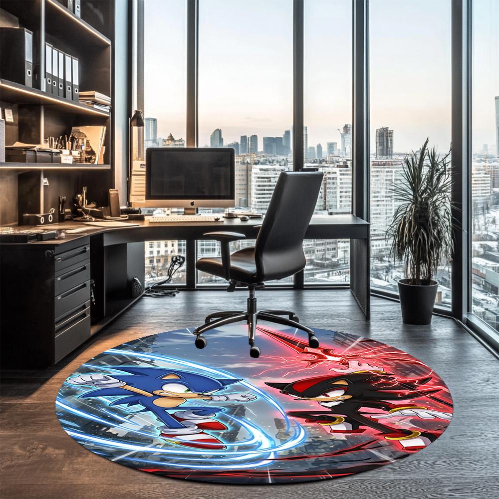 Runder Sonic-Teppich Teppich Stuhlteppich Bereichsteppich Eingang Fußmatten, für Bürostuhl Wohnzimmer Schlafzimmer Küche.