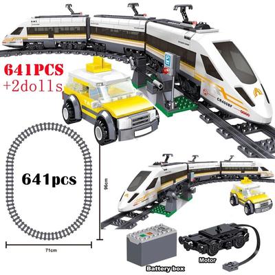 MOC RC City Railway Train Transport Series Building Blocks High-Tech Electric High-Speed Motor Rail Bricks Toys For Kids Gifts