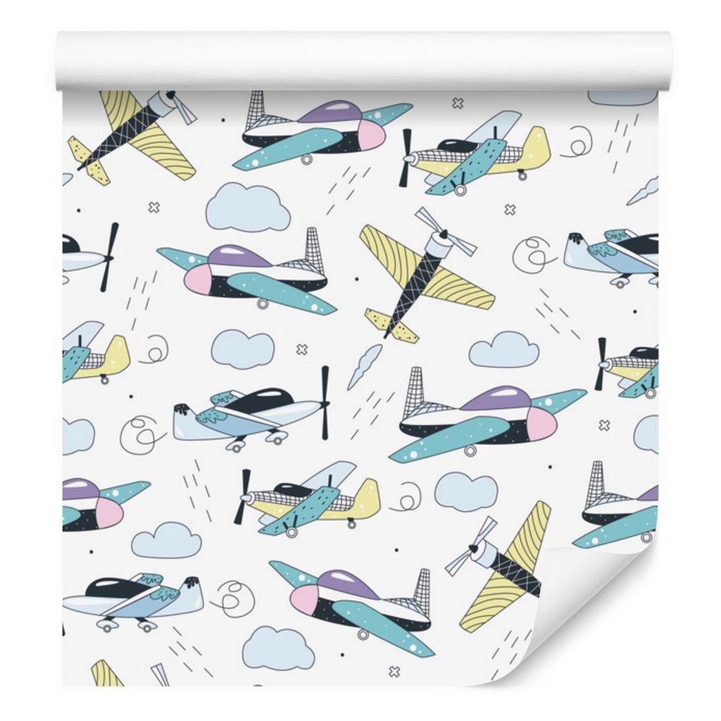 Cartoon style airplanes wallpaper for living room and bedroom 50x1000