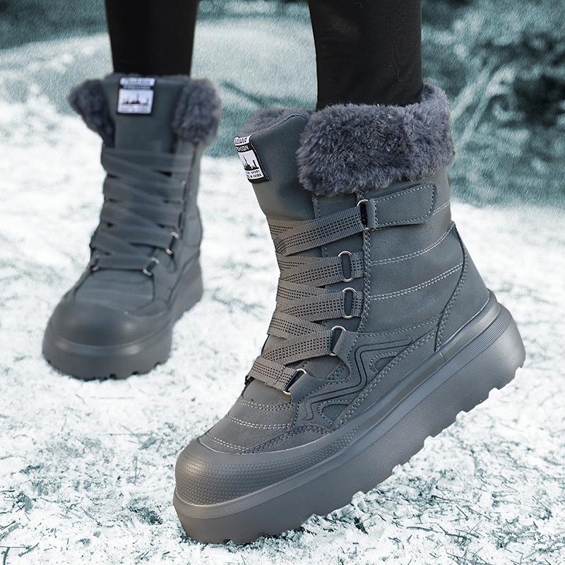 TUINANLE Winter Schneestiefel Damen Baumwollschuhe Verdickte Rutschfeste Plüsch-Knöchelstiefel Weiche Sohle Warme Outdoor-Schuhe
