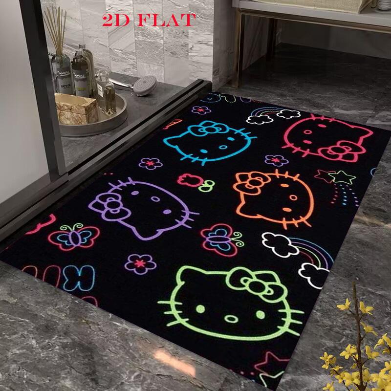 Hello Kitty Neon Stripes carpet Camping Trip Suitable For All Seasons Nap carpet Outdoor Plush carpet Bedroom