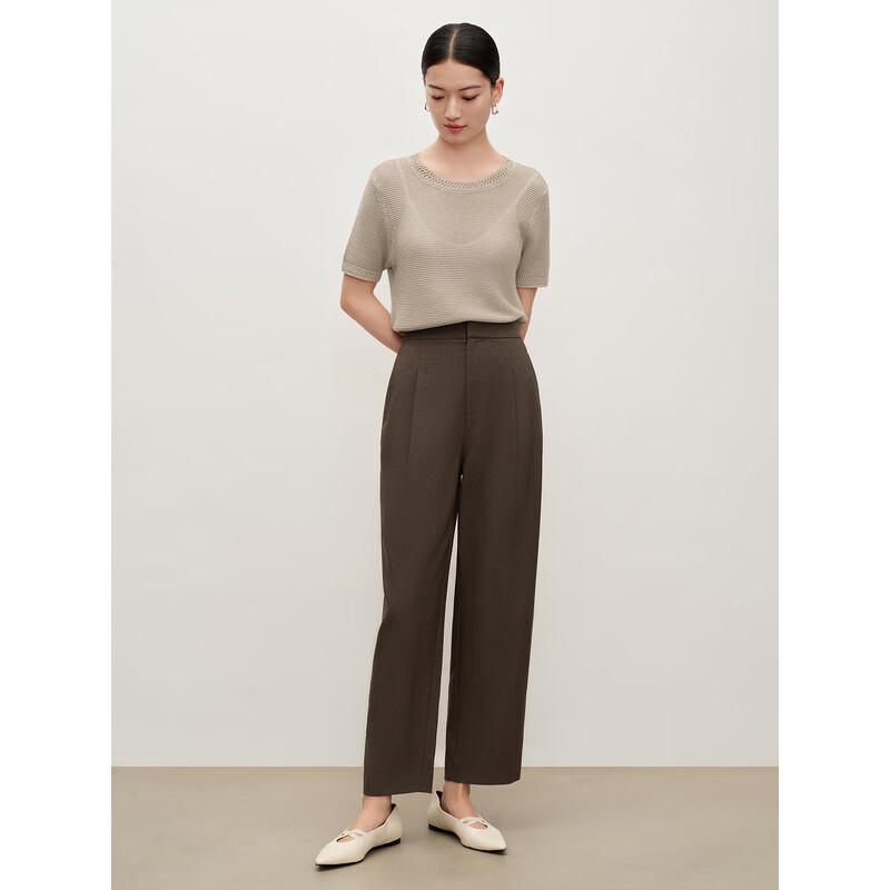 Jiuzi Annako Women s Textured Elastic Waist Casual Long Pants XL
