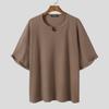 INCERUN Summer Men Short Sleeve Baggy O-neck Knit Loose Tee Tops