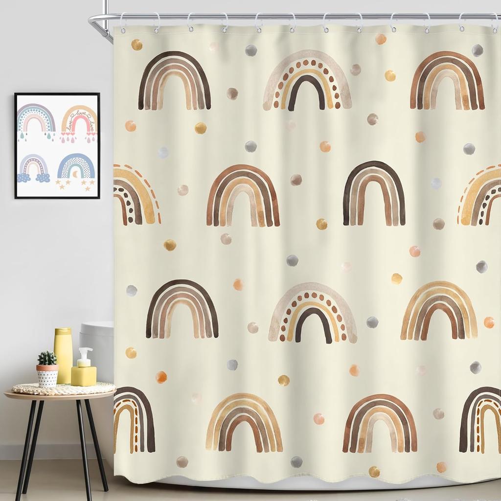 Kids Shower Curtain Girls Rainbow Dinosaur Dino Funny Fairy Animal Cartoon Cute Horse Pink Flower Inch Lovely Rabbit Bathroom