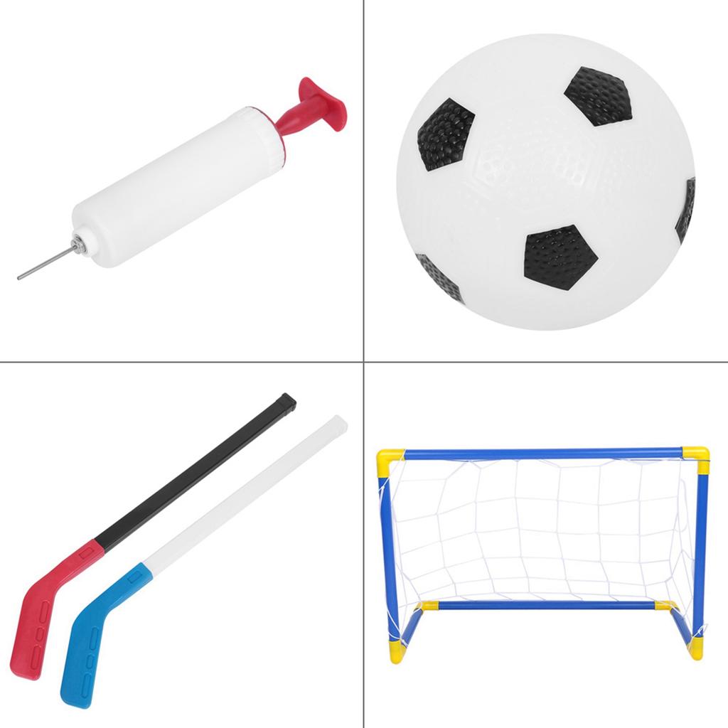 Children Sports Ice Hockey Soccer Goals Balls Pump Practice Game Toy Set