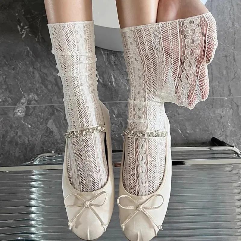 2026 Fashion Women's Sweet Lace Summer Socks Japanese Vintage Hollow Out Mesh Soft Lolita Kawaii Sockings High Quality Sockings