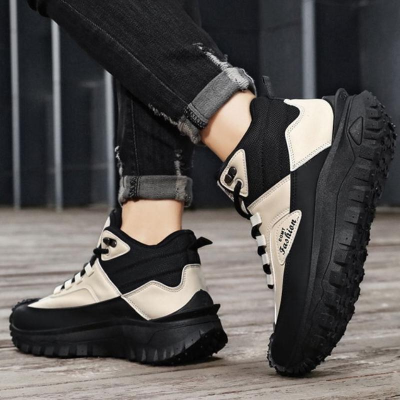 Fashion Men's British Retro Work Boots Waterproof High Top Hiking Shoes Slip-Resistant Big Size 47 48 Outdoor Hunting Boots for Autumn