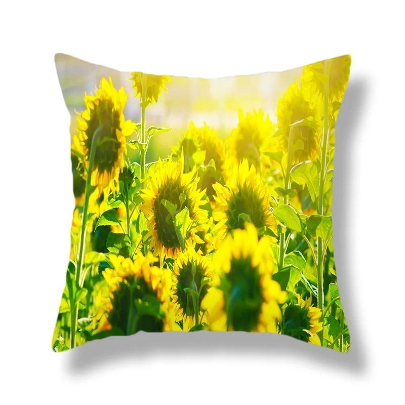 Beautiful Sunflower Field Print Pillowcase Car Ornaments Office Living Room Home Pillowcase