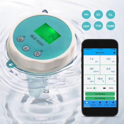 6-In-1 Smart Pool Water Quality Tester Pool Thermometer Bluetooth Pool Monitor Digital Temp Chlorine For Swimming Pool Aquarium