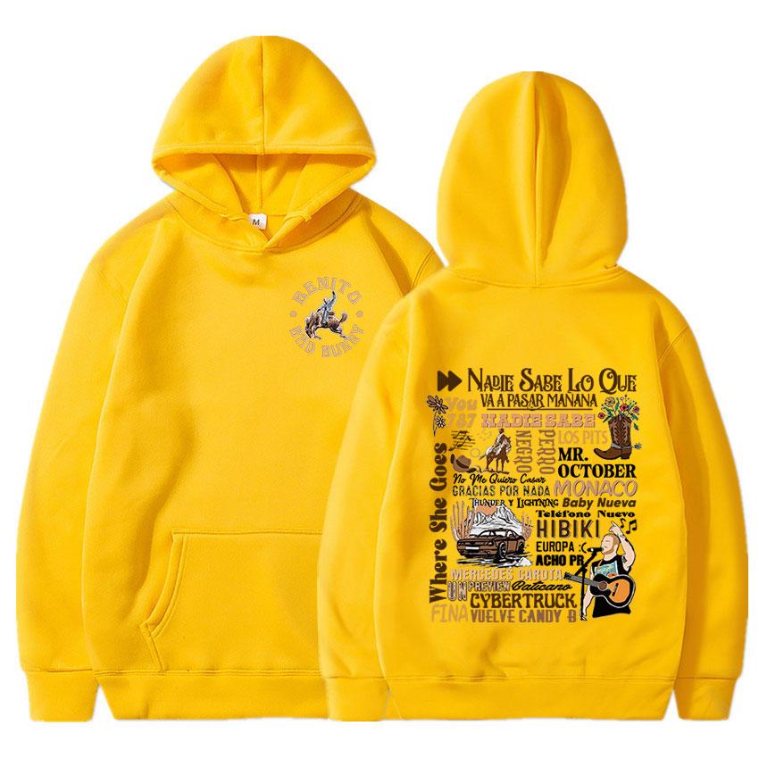 Bad Bunny Nadie Sabe Lo Que Va A Pasar Mãnana Music Album Hoodie Men's Fashion Hip Hop Sweatshirts Vintage Oversized Hoodies Y2K