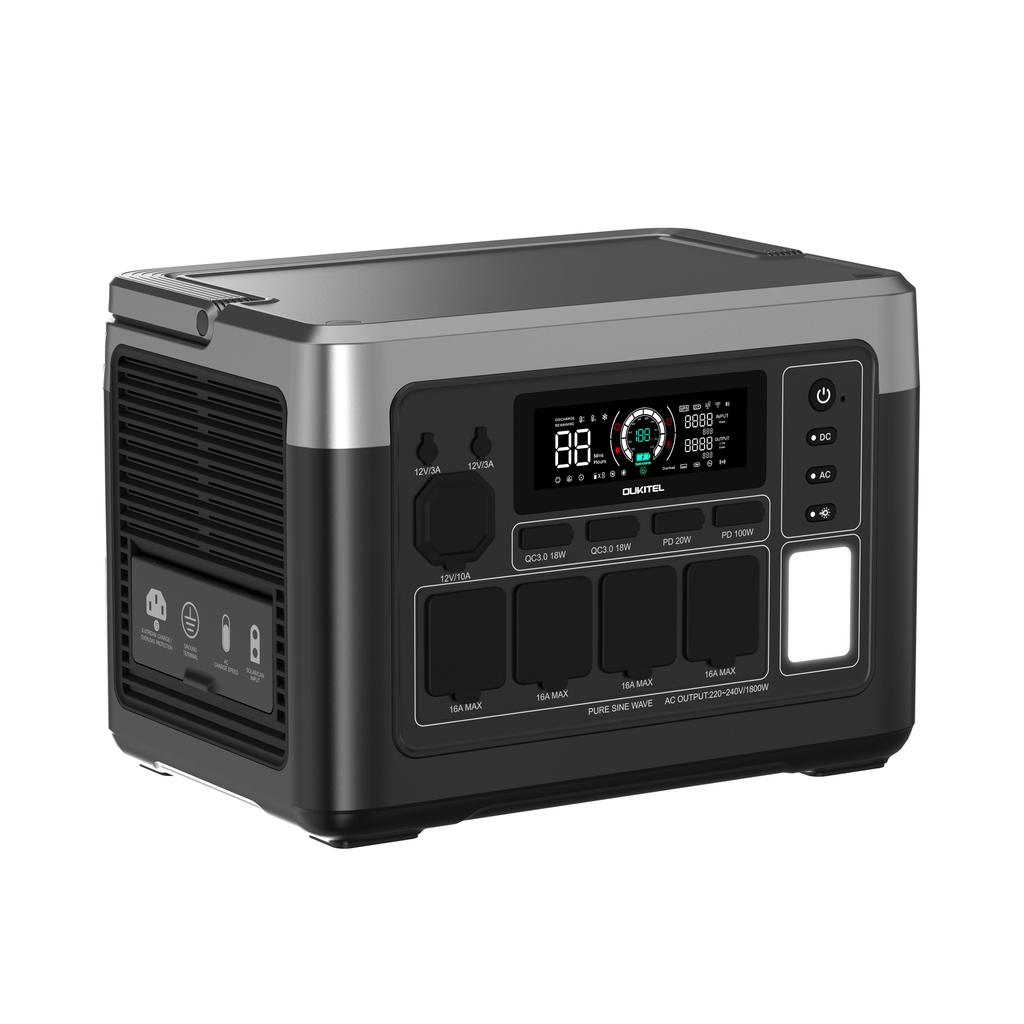 OUKITEL P1000 PLUS Tragbare Powerstation, 1800W 1024Wh Solargenerator mit LiFePO4-Akku, Schnellladung, Intelligente App-Steuerung für den Außenbereich