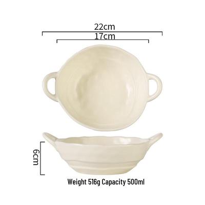 ZISIZ Simple Gold-Rim Double-Handle Ceramic Bowl