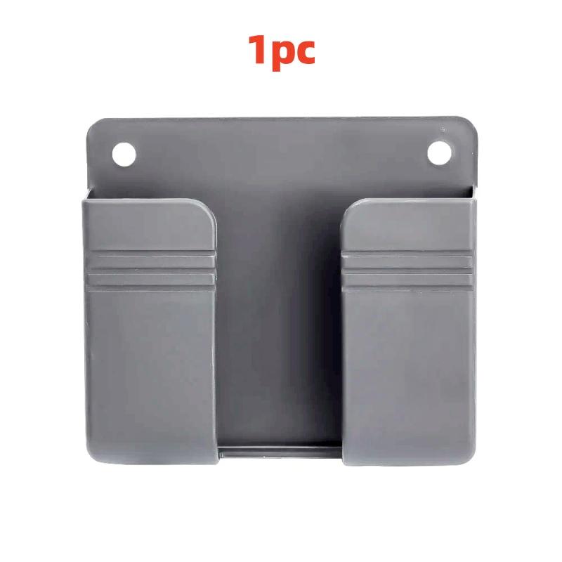 1pc  Wall Mounted Mobile Phone Holder Multifunction Organizer Storage Box Remote Control Charger Stand  Universal Accessories