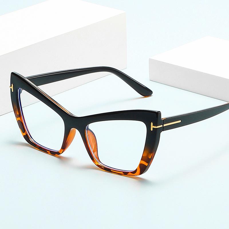 68195 New Cat Eye T-Shaped Sunglasses 2023 Fashionable And Simple Anti-Blue Flat Glasses European And American Personalized Glasses Frame