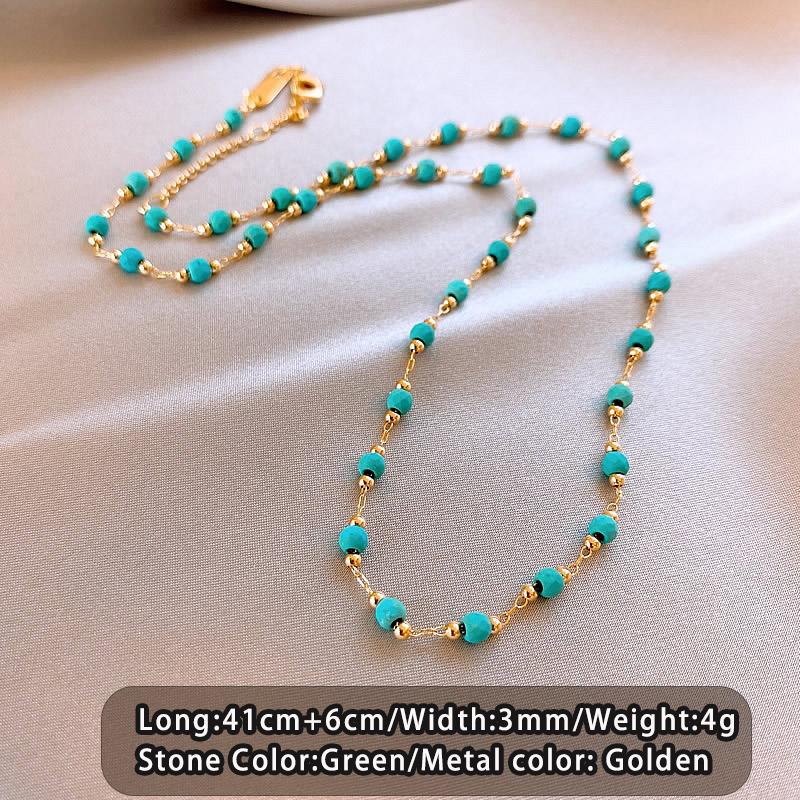

Retro Green Bead Gold Colour Chain Collarbone Chain 2026 New Fashion Design Jewelry For Summer Women s Sexy Necklace Accessories