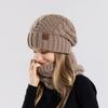Fleece Lined Winter Beanie Hat Scarf Set Thicken Warm Wool Hat Thermal Knit Cap  Winter Season