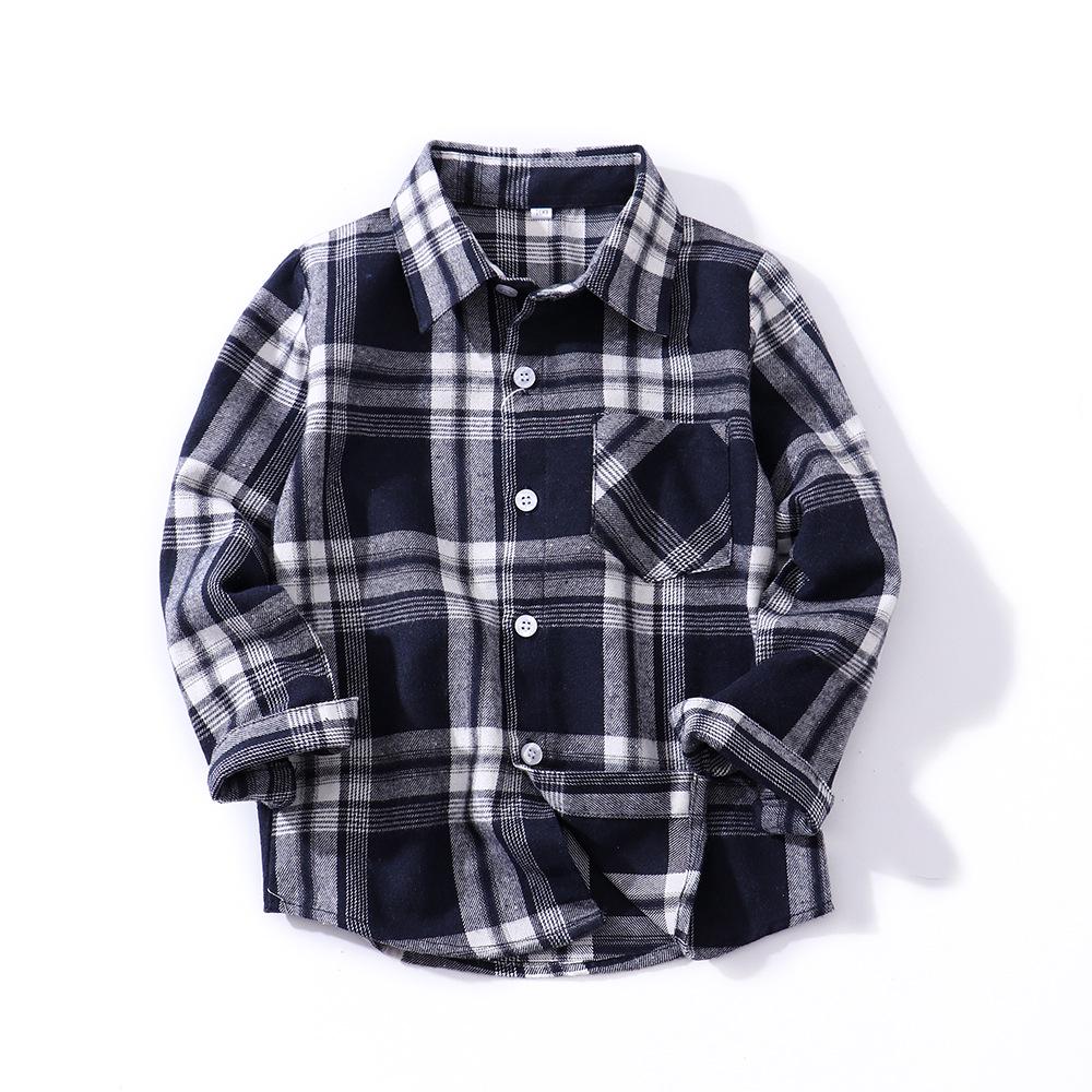 Spring 2025 Boys' Long Sleeve Plaid Korean Style Casual Shirt for Inner and Outer Wear