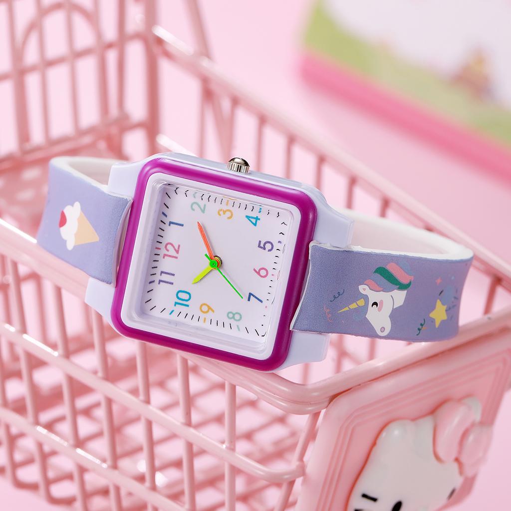 Relógio de Desenho Animado Fofo de Unicórnio Arco-Íris Fantasia Cores Vibrantes Tendência da Moda Relógio de Quartzo para Presente de Natal Halloween