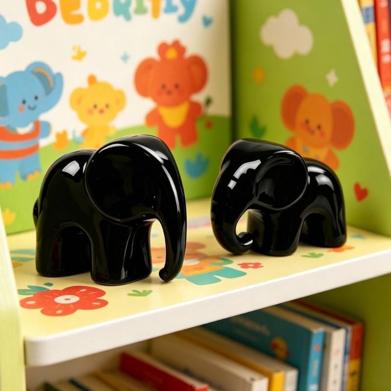 Ceramic Elephant Figurine Elephant Statues Animal Sculptures Collectibles Table Ornament for Home Office Decorations