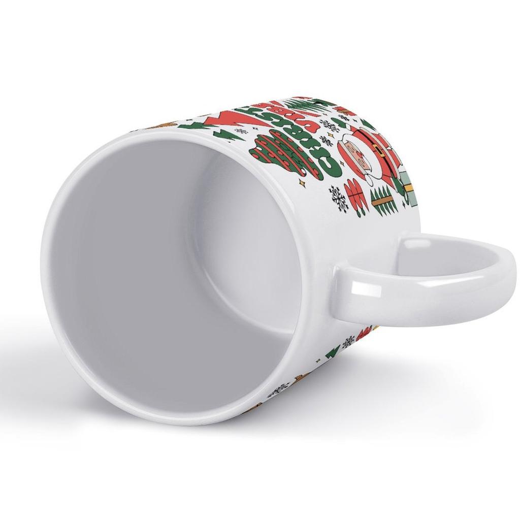 11oz White Ceramic Mug with Glossy Finish and Double-Sided Printed Area, Suitable for Coffee, Tea and Daily Beverage Enjoyment