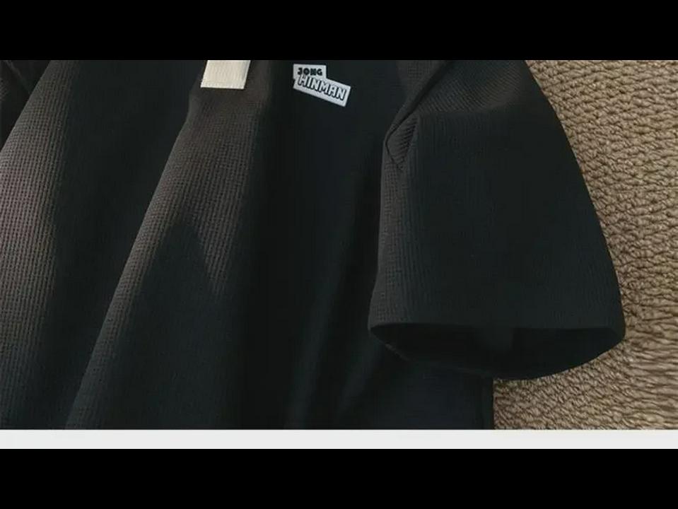 Men's Retro Waffle Polo: Short Sleeve Lapel Shirt for Summer Couples