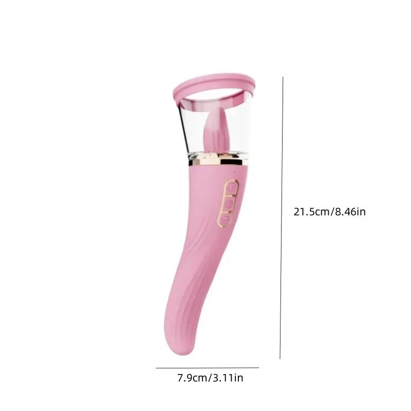 Sucking Tongue Vibrator G-Spot Nipple Clitoris Stimulator 2 in 1 Tongue Vibrating Dildo Female Masturbator Adult Products