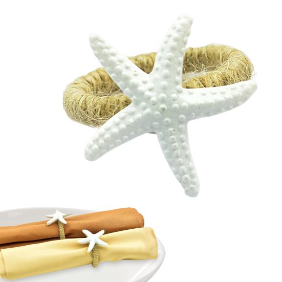 Starfish Napkin Rings White Sea Star Napkin Holders Coastal Style Napkin Rings for Beach Theme Party Dinner Party Wedding Table Decor