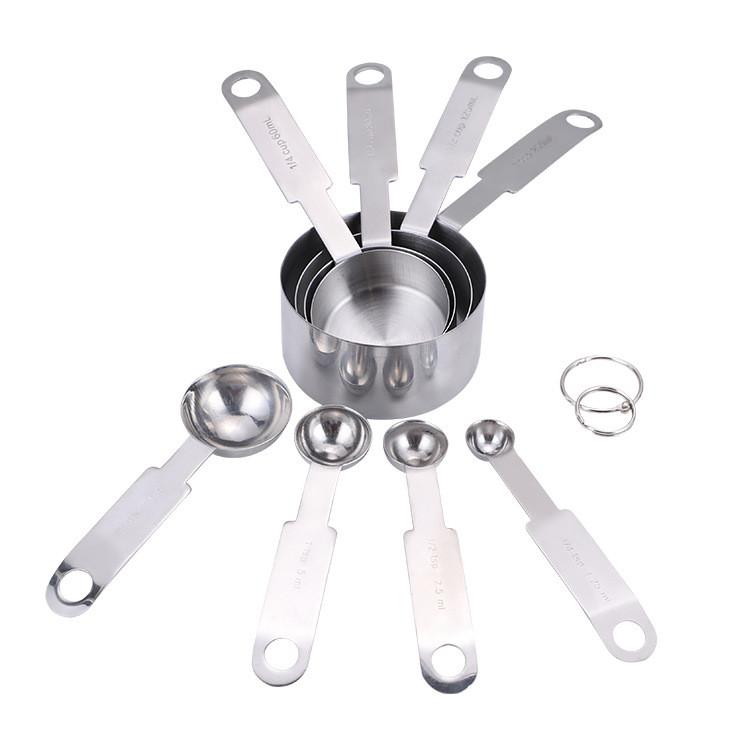 Piece 4 Modern Set Of Stylish Stainless Steel Measuring Cups And Spoons For Enthusiasts Baking