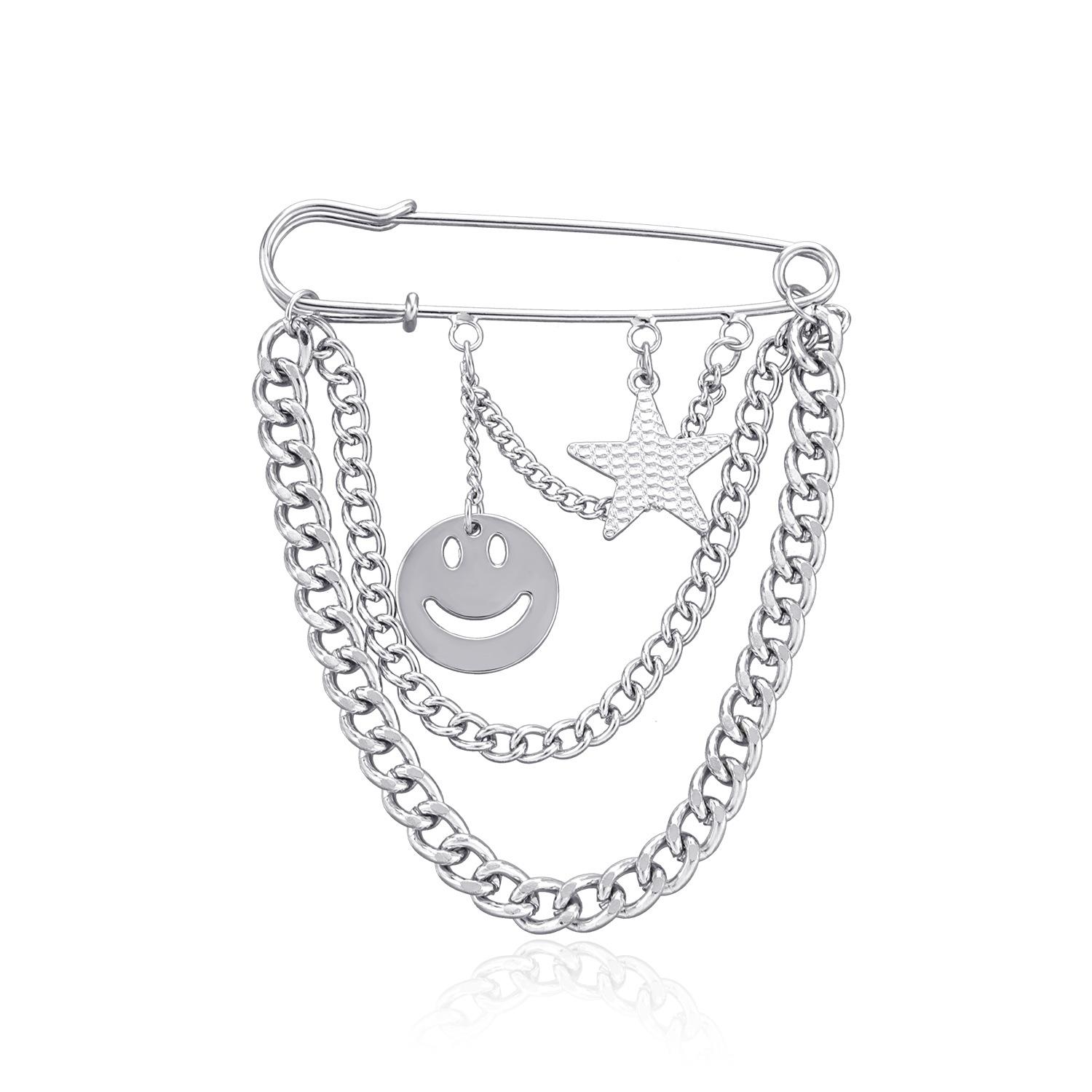 Retro temperament suit smiley face brooch, new star pin accessories