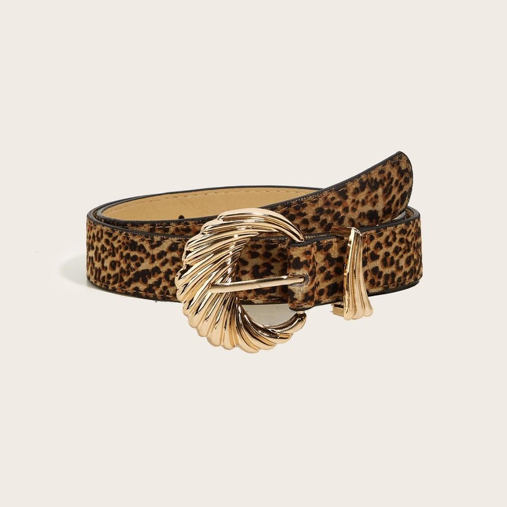 Fashion Metal Needle Buckle Belt With Tiger Print Design For Daily Office Outfit