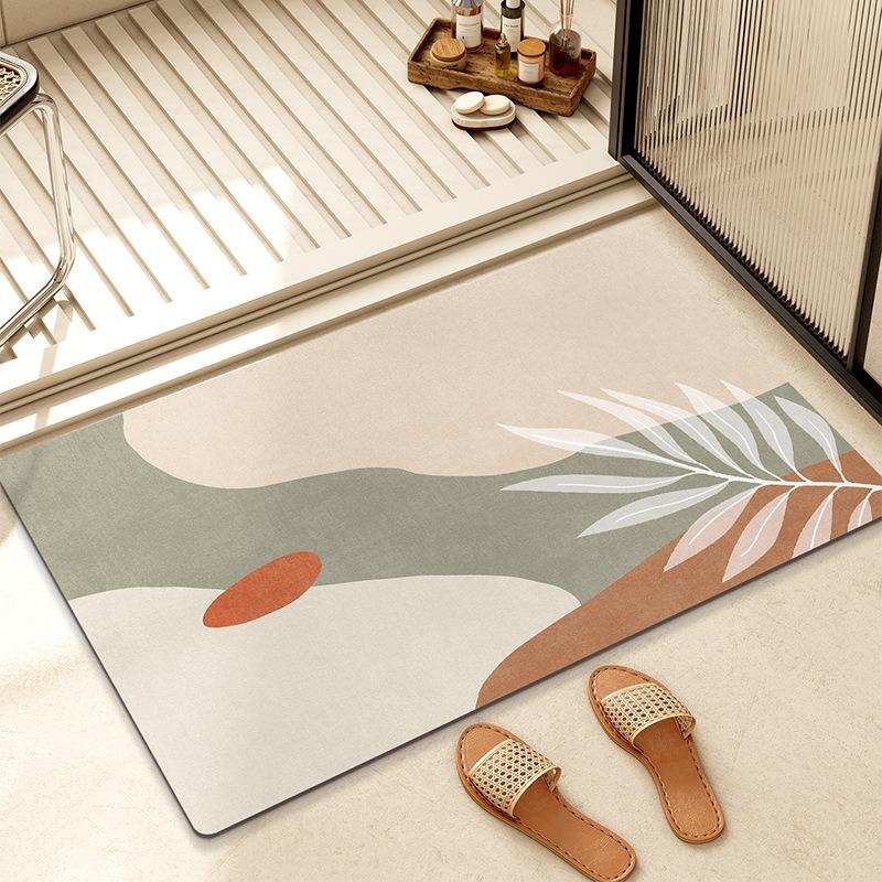 

Diatom Mud Bathroom Mat Minimalist Abstract Geometric Pattern Quick Dry Absorbent Non Slip Toilet Door Mat for Home Decor 40x60cm