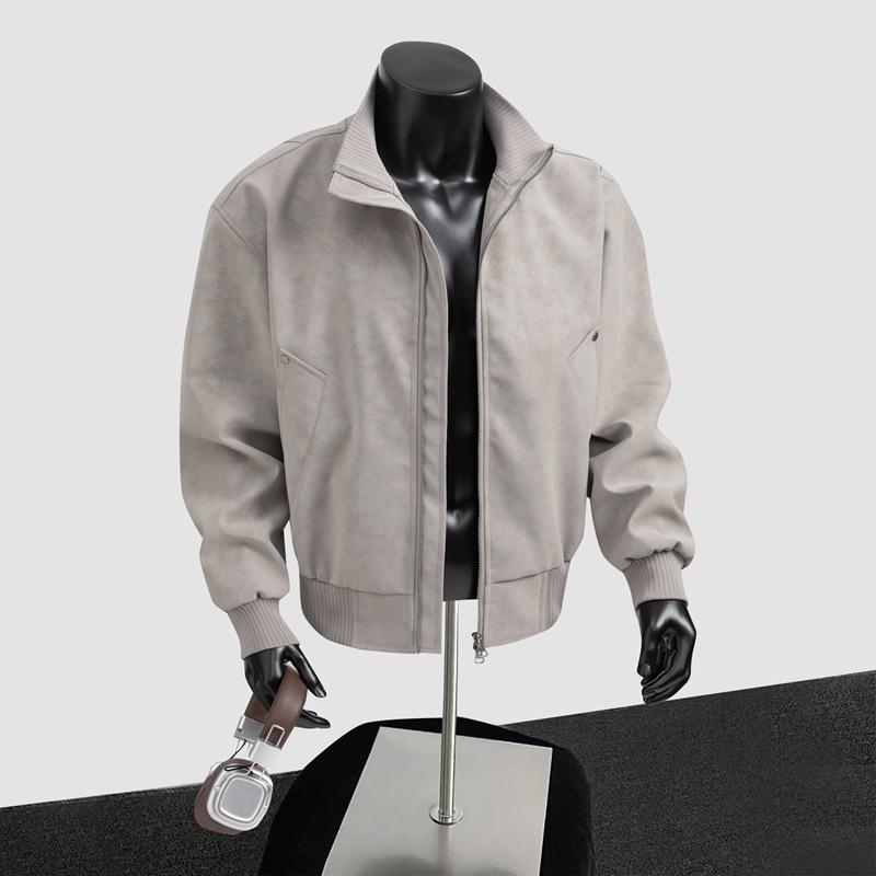 TikTok American locomotive style stand-up collar tie-dye jacket cotton clothes men's autumn trendy loose leather clothes couple baseball clothes
