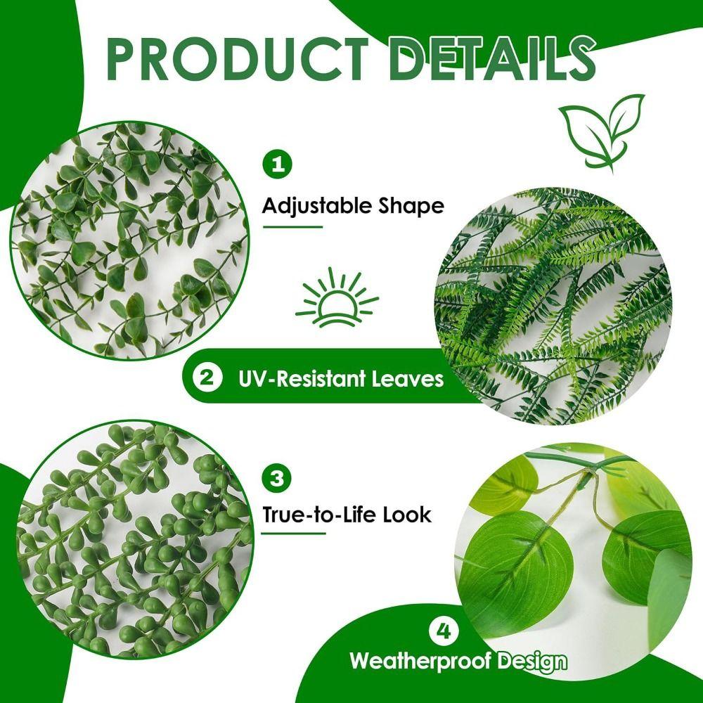 Plastic Material Hanging Vine With Basin Simulation Flower New Persian Fern Leaves  Christmas Tree