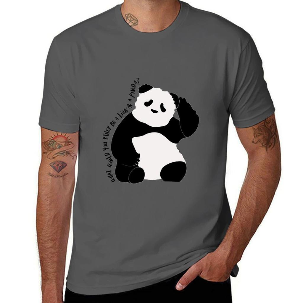 What Would You Rather Be a Lion or Panda TShirt Novelty Print Casual Tee Shirt