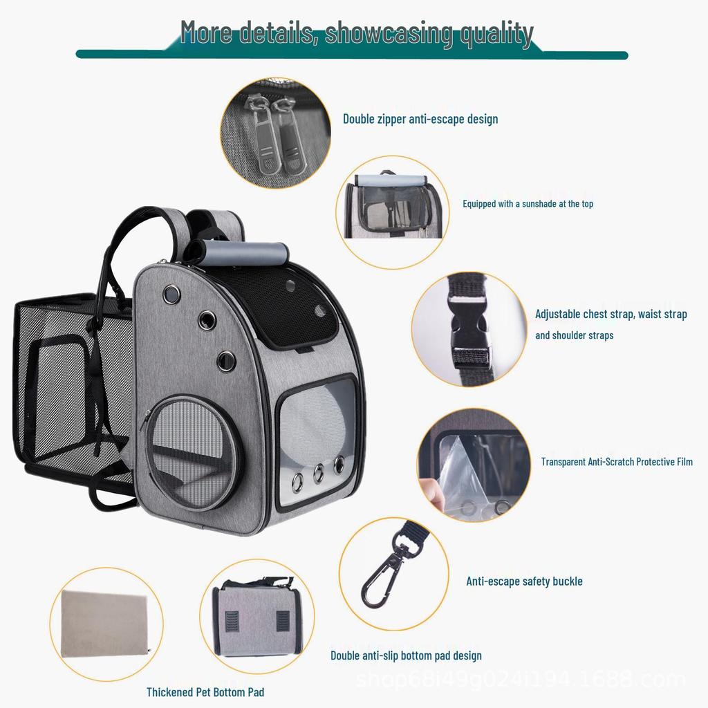 Breathable Expandable Pet Backpack: Portable, Foldable Carrier for Cats and Dogs