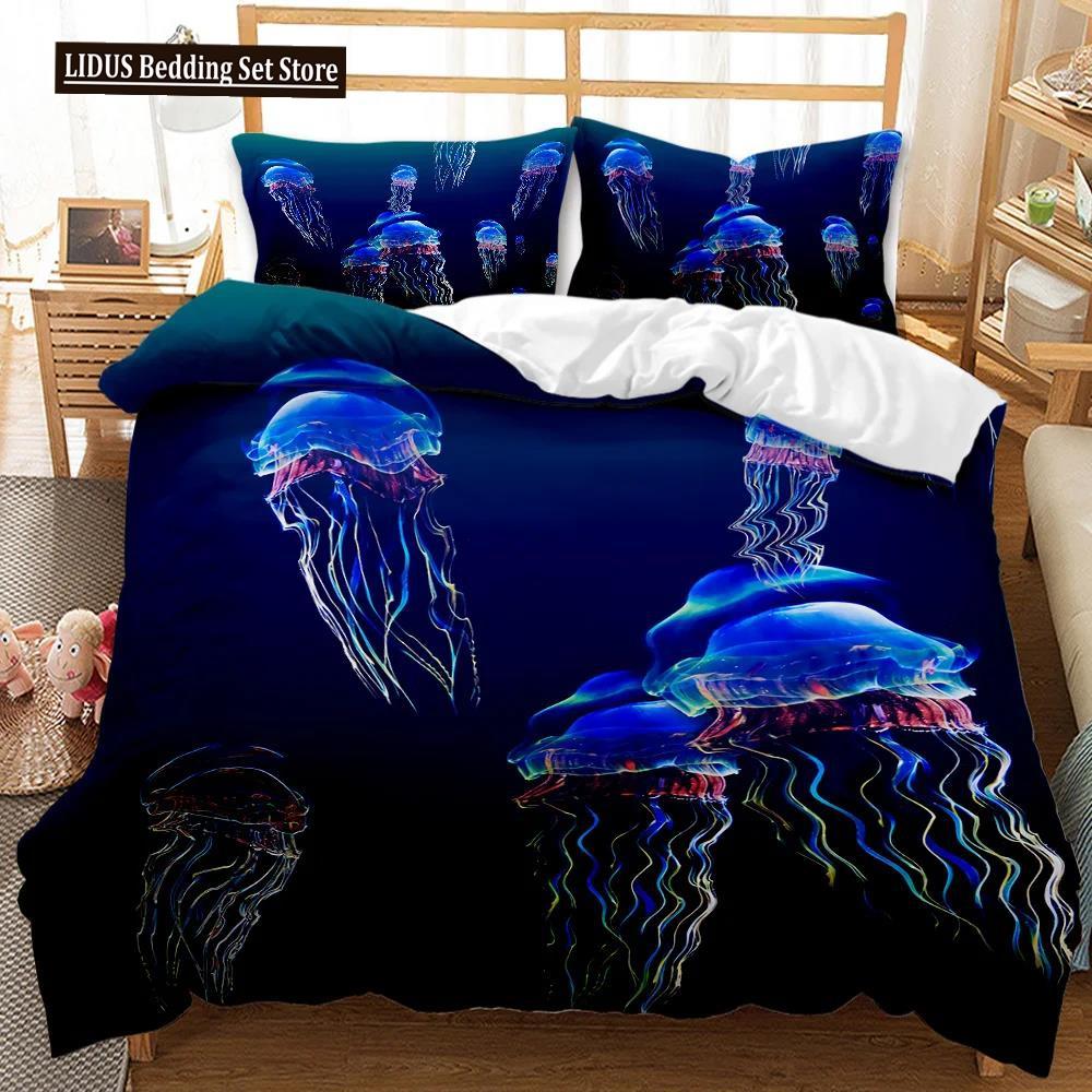 Jellyfish Duvet Cover Set Jellyfish Printed Comforter Cover For Teens Kids Ocean Theme Bedspread Sea Coral Polyester Quilt Cover