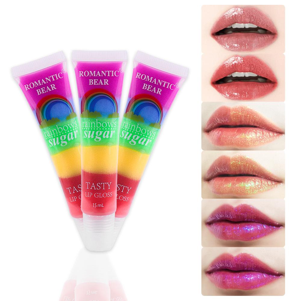 6 Colorful Lip Oil Moisturizing Lip Gloss Fade Lip Lines Rainbow Jelly Lipstick Brightening Lip Glaze Lip Stick
