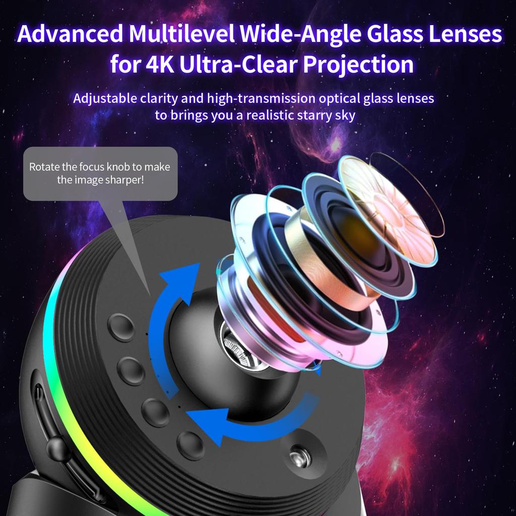 Space Mirror 6th Meteor and Star Projector Light 13 In 1 Multi-color Projector Starry Sky 3D LED Night Light Indoor Bedroom