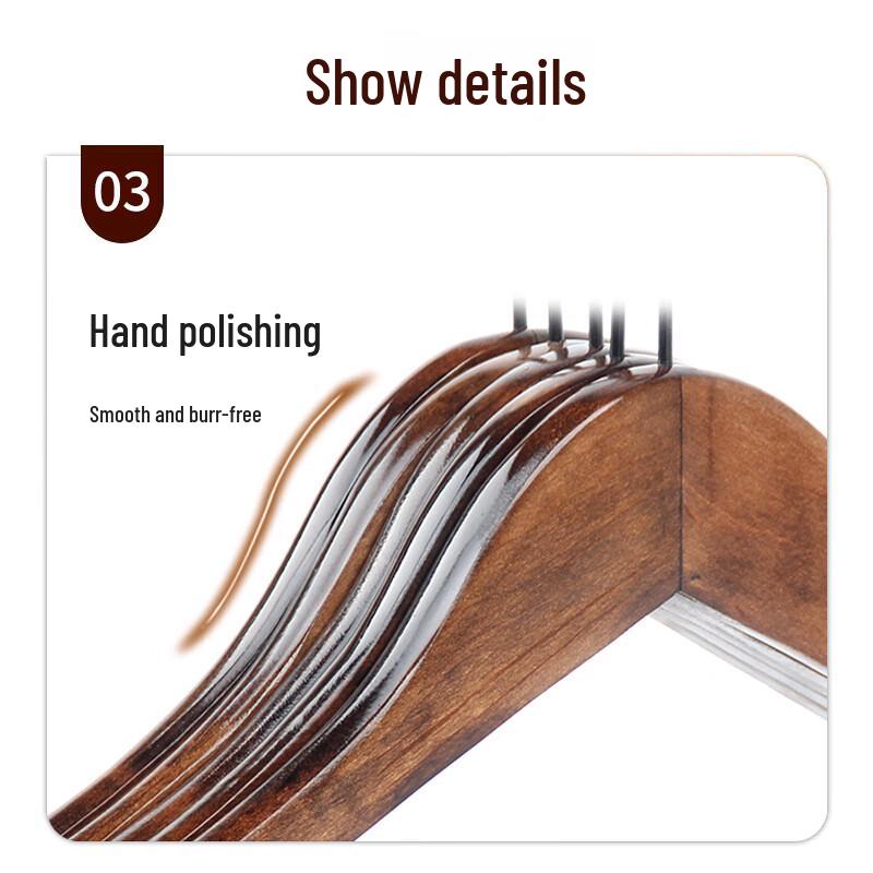 JIMJDO Solid Wood Non-Slip Hangers (10-Pack)