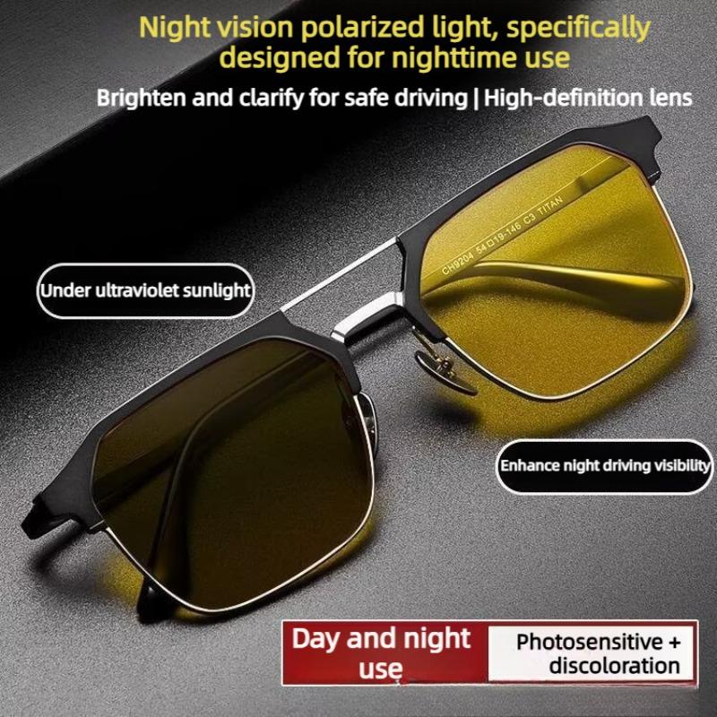 Fashion Half Frame Color Changing Night Vision Myopia Glasses UVProtection Goggles for Both Day and Night Use Men's Driving -4.0