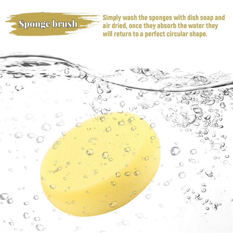 Aug. 10Pcs Round Synthetic Artist Paint Sponge Craft Sponges For Painting Pottery Watercolor Art Sponges Yellow 2.75Inch