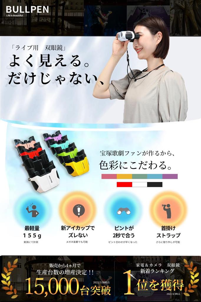 Binoculars for Live Performances [Not Just a Great View] Opera Glasses for Concerts and Theater (BULLPEN) Lightest 10x Magnification with Ergonomic