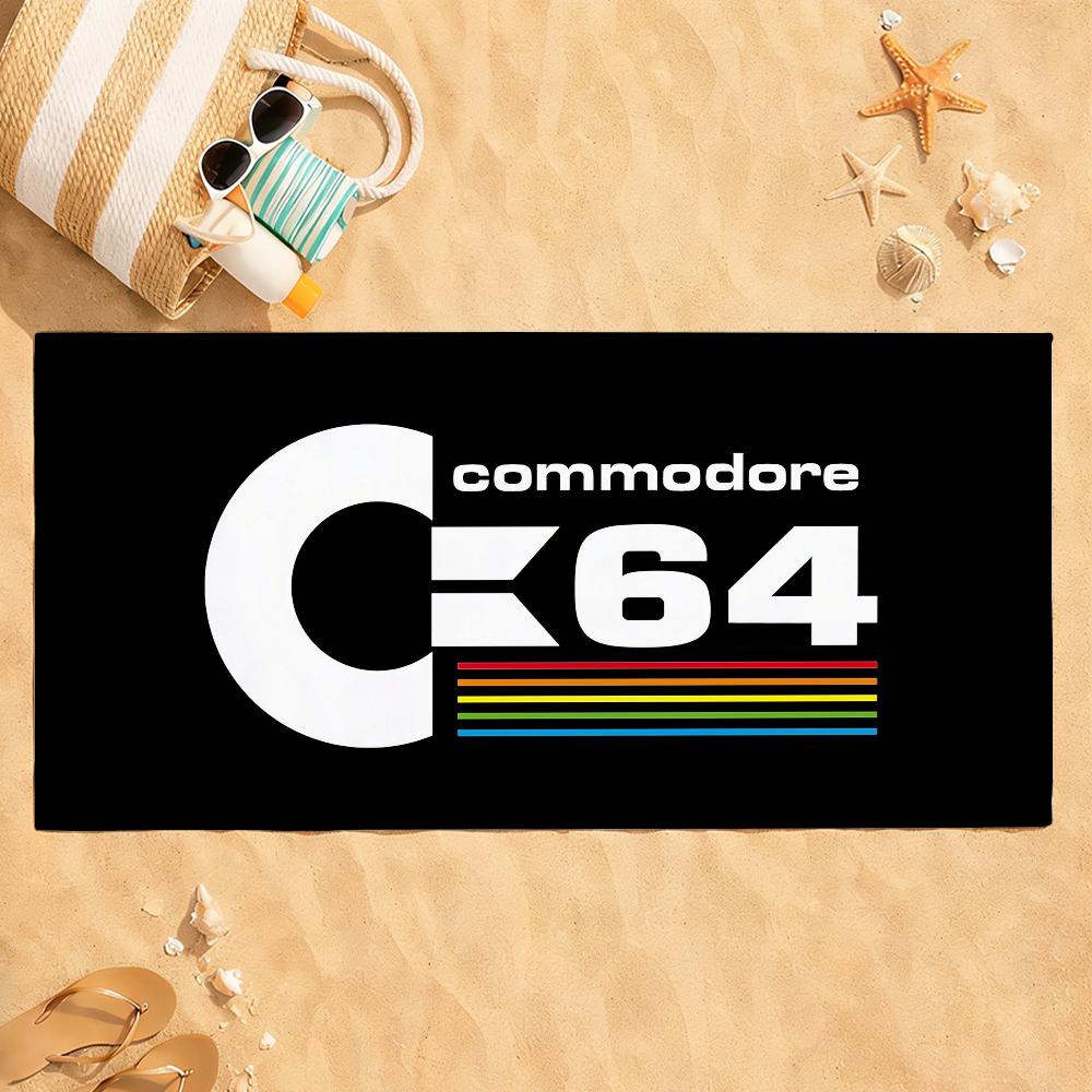 Fashion C-Commodore 64 logo Towel Quick Dry Absorbent Beach Towel for Sports, Fitness, Swimming and Outdoor Activities