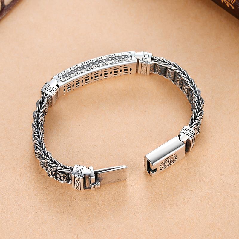 Nowe sześcioznakowe podwójne zawieszki z łańcuszkiem Zatrzask Srebrna bransoletka Mężczyźni dominują w stylu Hip-Hop Hipster Osobowość Ins Design