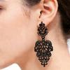 Courtly Style Vintage Hanging Earrings for Women Baroque Hollow Geometry Statement Gold Color Copper Color Black Metal Earrings