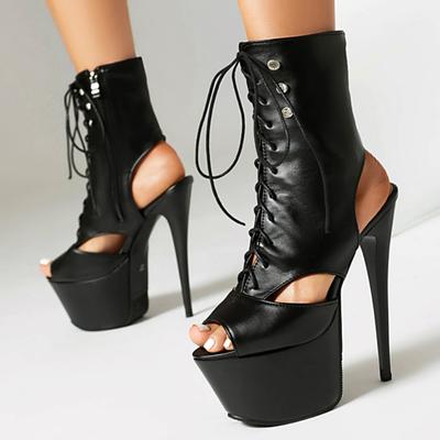 Platform Ankle Boots for Women 2025 Summer Luxury Peep Toe Black Gold Silver Short Boot High Heels Dance Shoes Lady Big Size 45
